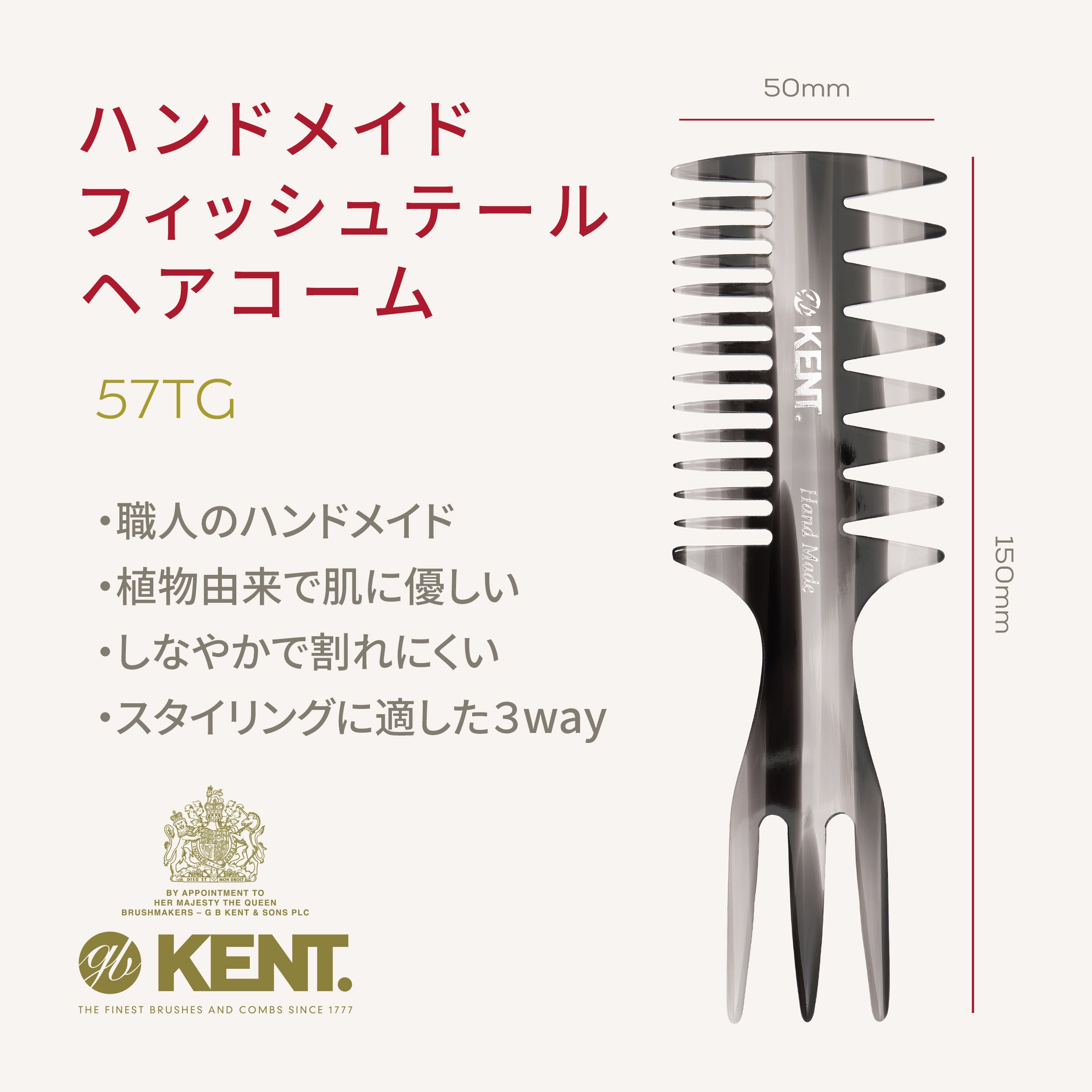 ハンドメイドコーム 3本セットフィッシュテールコーム57TG 折り畳みコーム20TG ドレッサーコーム9TG CMSET-9TG-20TG-57TG