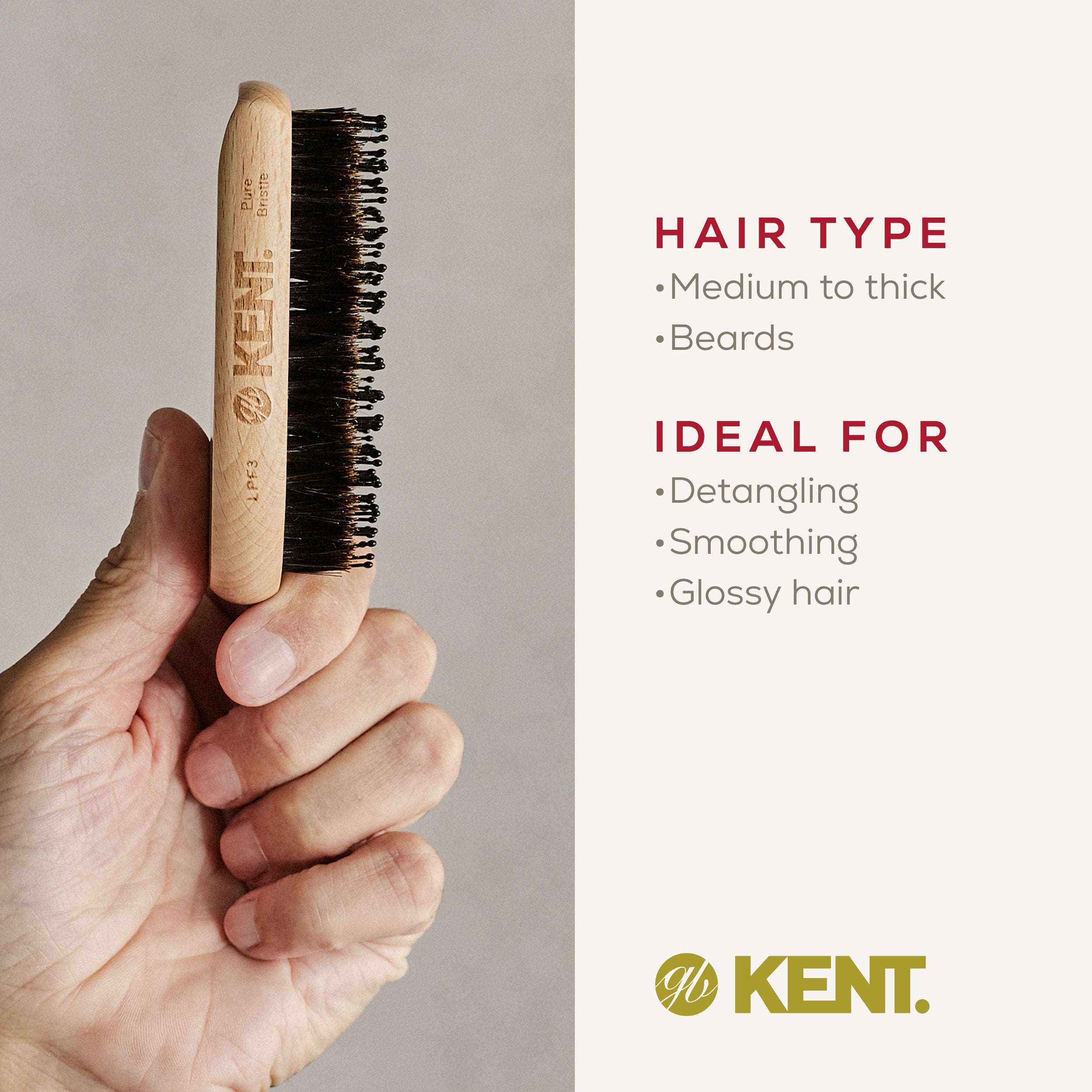 Pure Flow ブリッスル&ボールエンドピンミックス ミリタリースタイルヘアブラシ LPF3