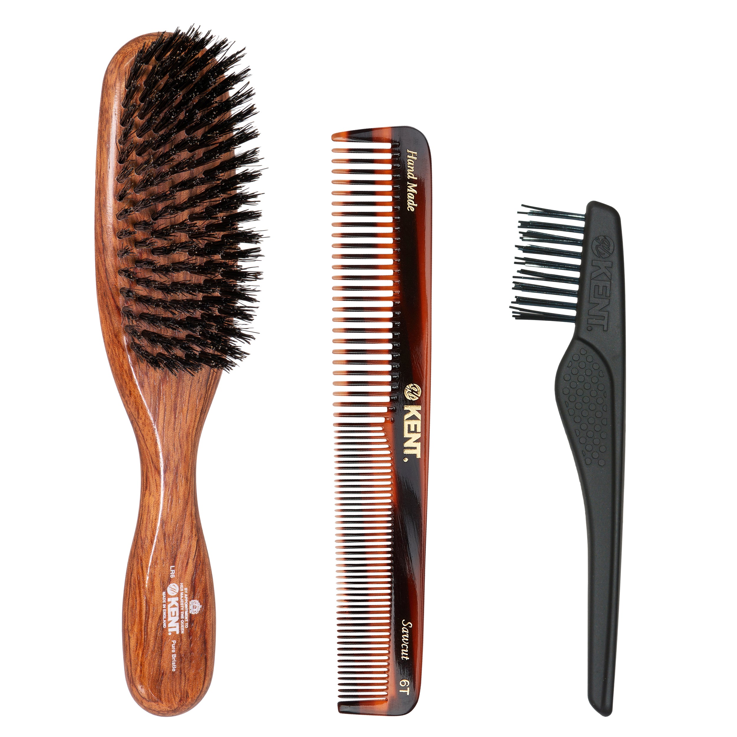 The Finest ヘアブラシ&ハンドメイドヘアコーム ギフトセット クリーニングブラシ付き HCSET-LR6-6T