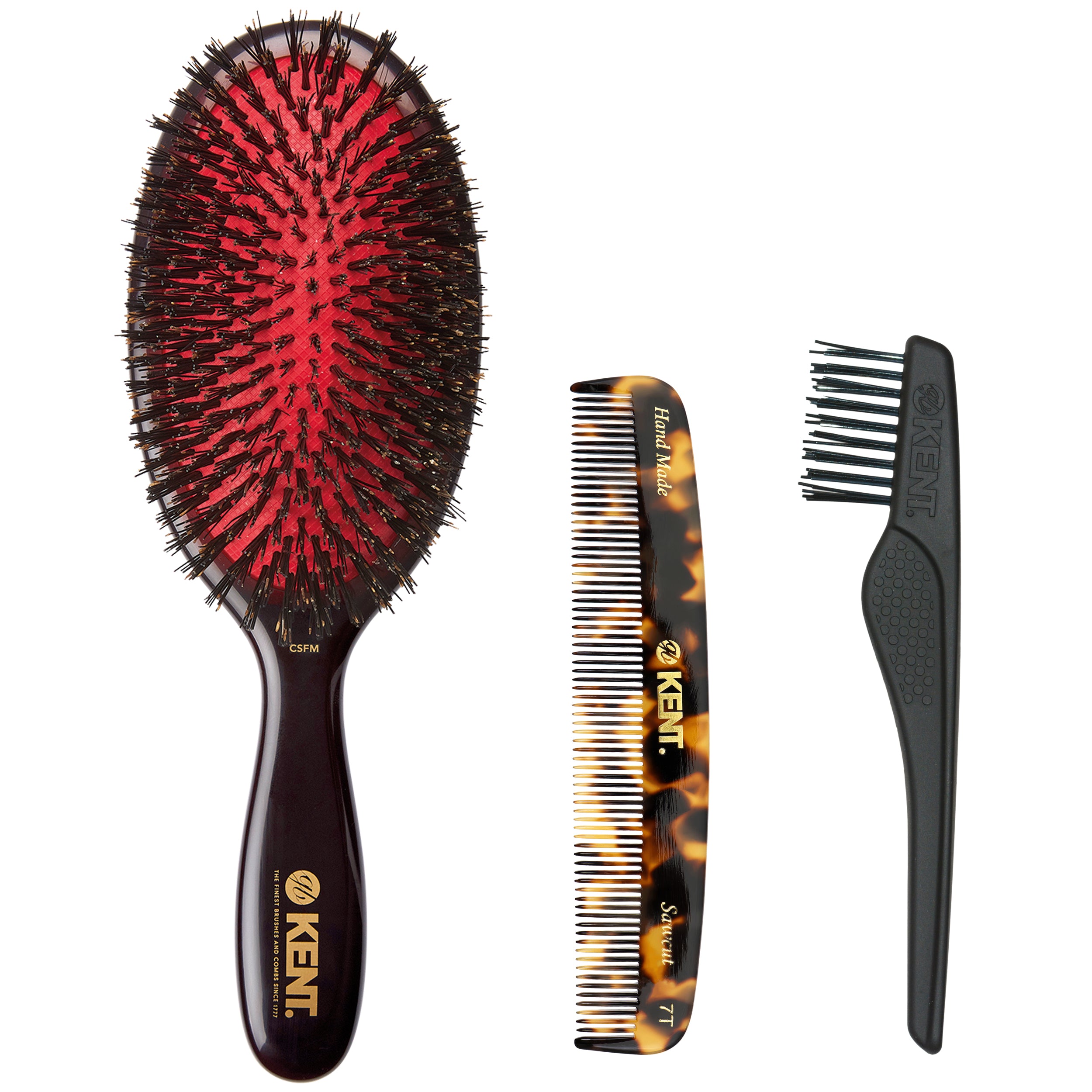 The Finest ヘアブラシ＆ハンドメイドヘアコーム ギフトセット クリーニングブラシ付き HCSET-CSFM-7TLP