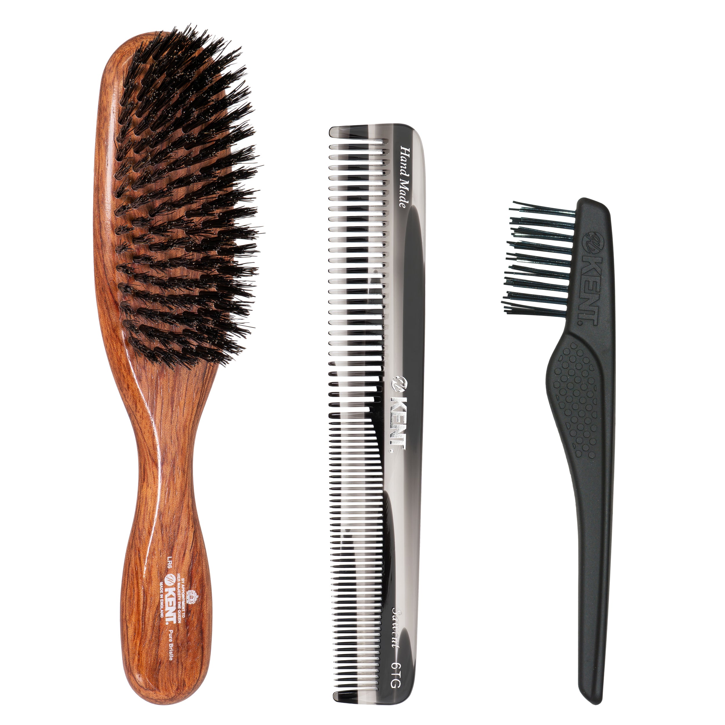 The Finest ヘアブラシ＆ハンドメイドヘアコーム ギフトセット クリーニングブラシ付き  HCSET-LR6-6TG